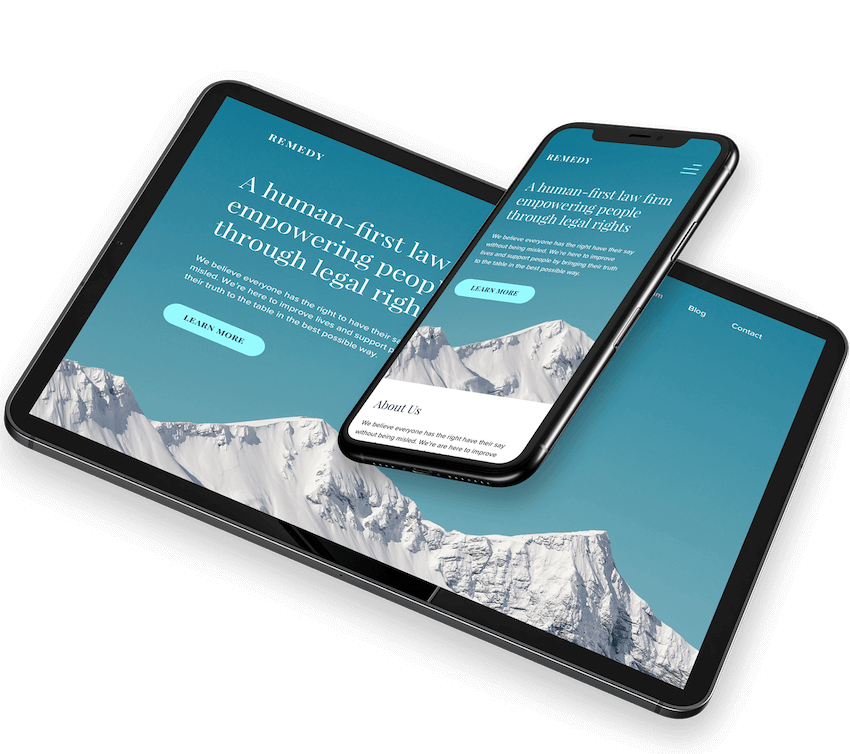 A phone and a tablet showing a really nice website design.